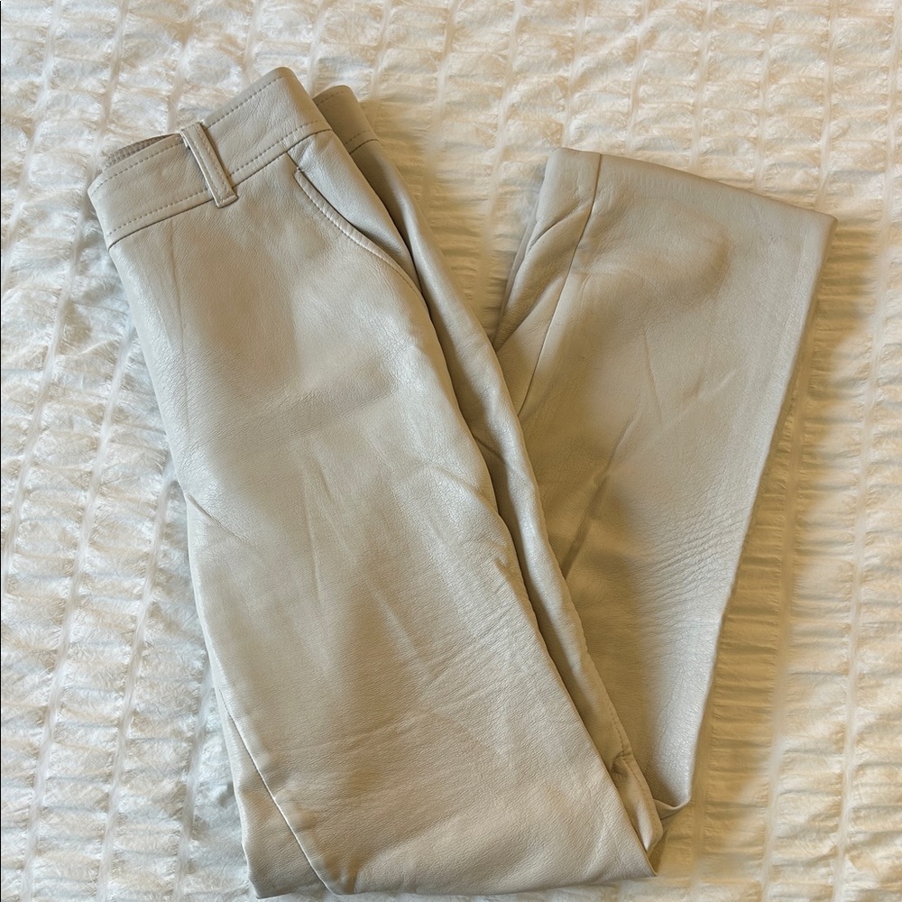 Babaton Beige Leather Pants